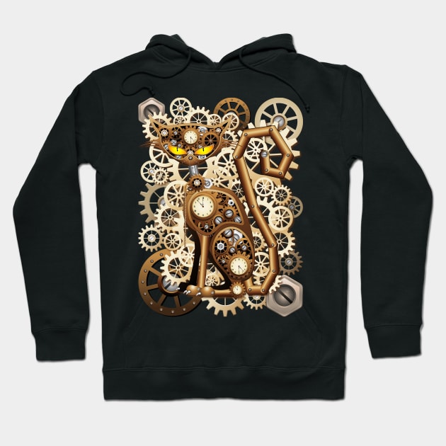 Steampunk Cat Vintage Style Hoodie by BluedarkArt